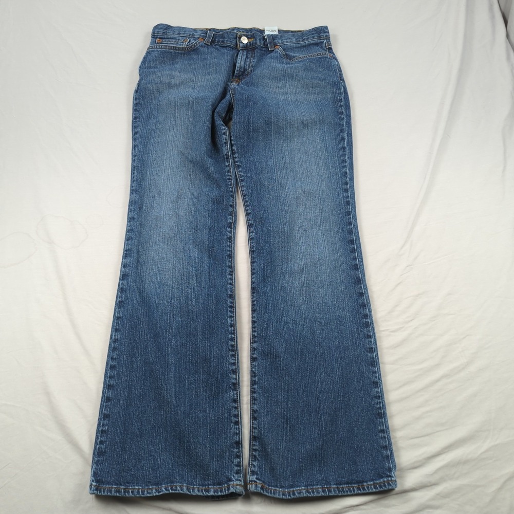 Vintage Lucky Brand Jeans Womens 12 31 Blue Flare Stretch Red Patch Faded